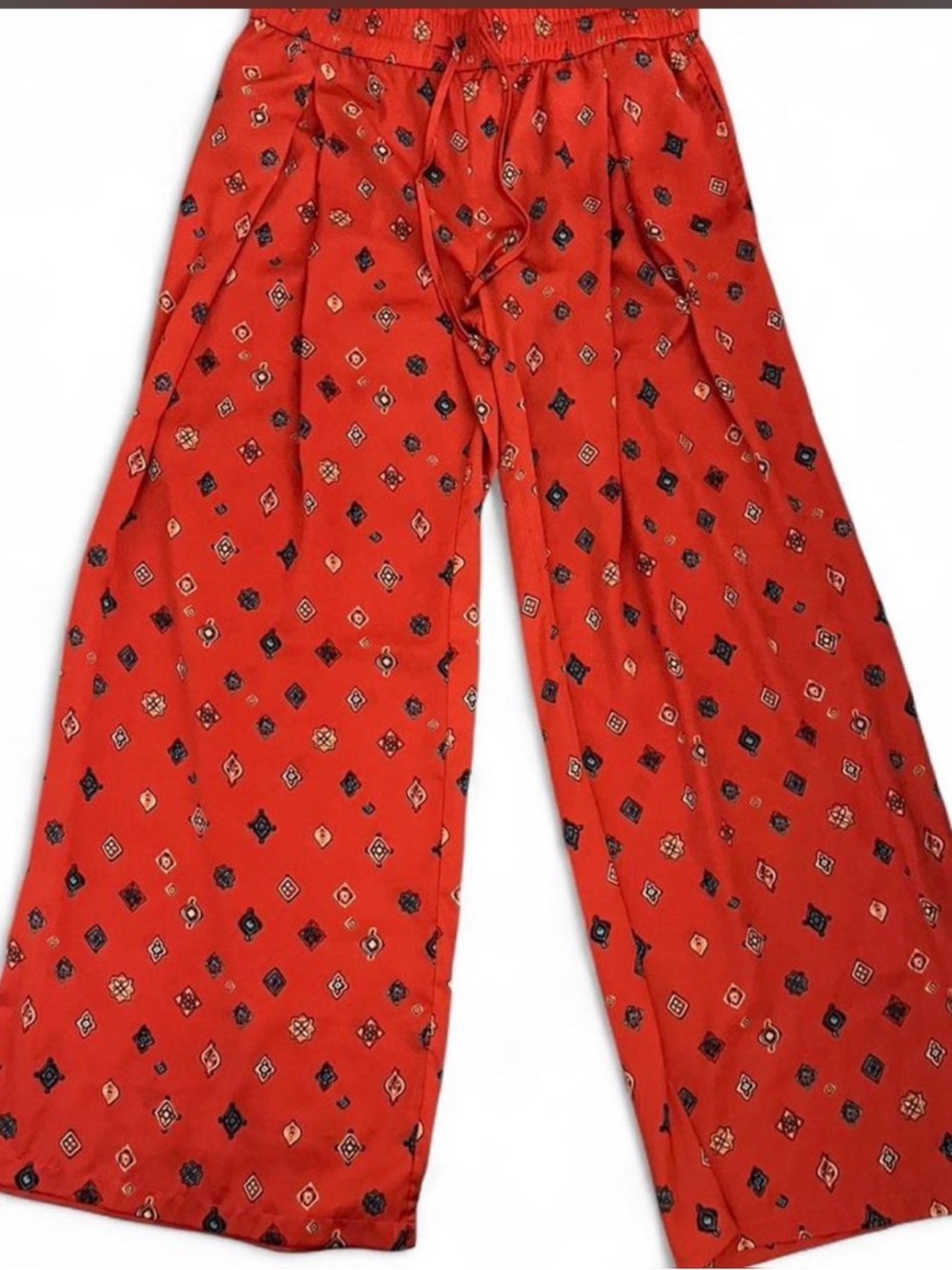 Shimera Red Floral-Print Elastic Waist Pants